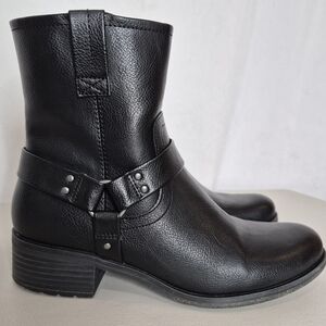 Frye and Co. Elodie Black Faux Leather Side Zip Combat / Moto Boot - Size 8